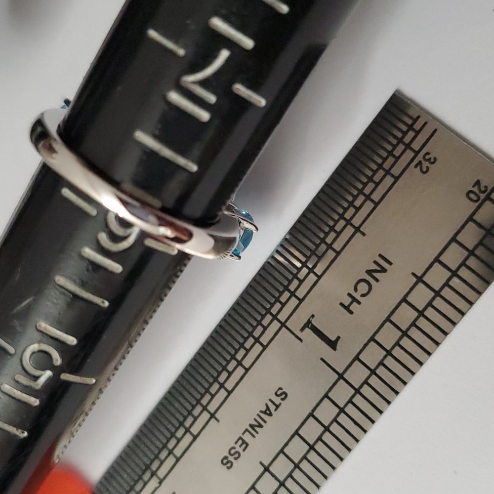 Sterling Silver 925 Turquoise Turquoise Halo Topaz Ring - Picture 4 of 4